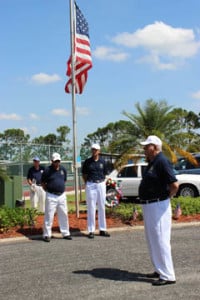 Members of La Casa's Veterans Club participate in the traditional Memorial Day tribute.  Pictured are Rick Amos (who played taps), Larry Morris, Erwin Breeden and Bruce Goodenough (who led the tribute).