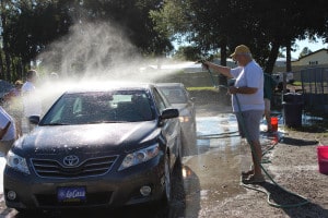 Skip Libby makes sure this car gets the best car wash a donation can buy at the La Casa Car Wash.