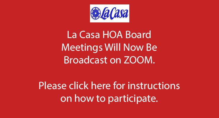 HOA Board Meetings via ZOOM