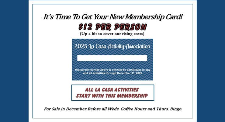 2025 Activity Card Sales Begin Wednesday, Dec. 4th before Coffee Hour