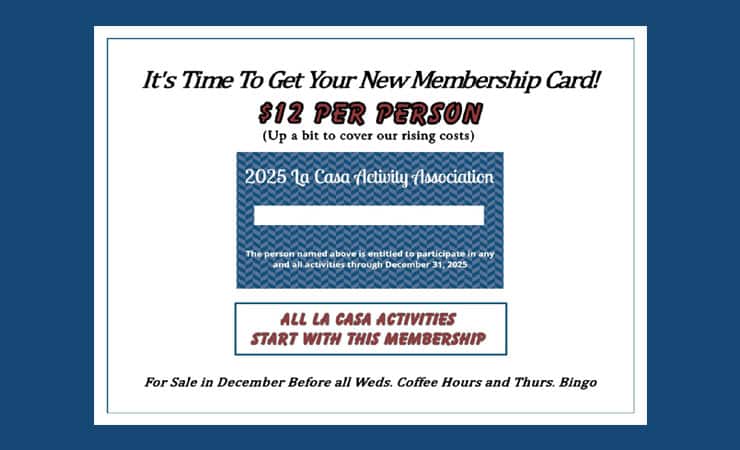 2025 Activity Card Sales Begin Wednesday, Dec. 4th before Coffee Hour