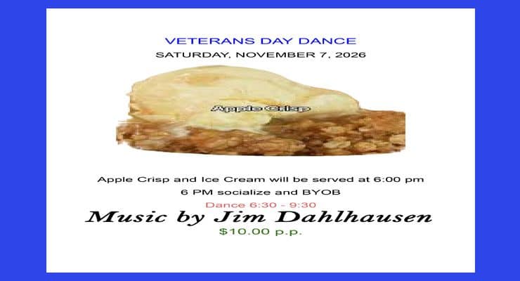 VETERANS DAY DANCE – November 7th
